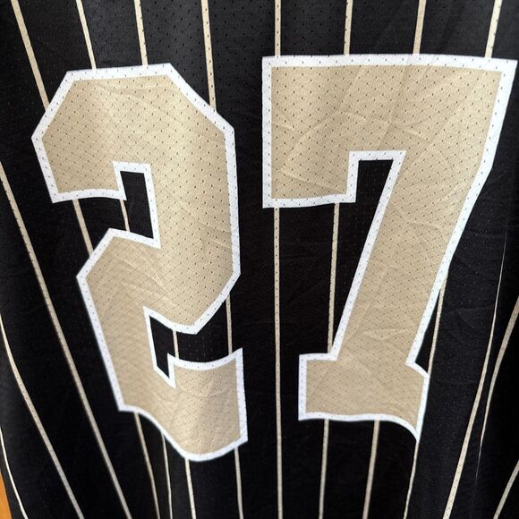 Don Alleson Athletic Baseball Jersey Black Striped Seal Team 27 Buttons S - Picture 9 of 11